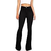 AMRSPENG Women's Black Bell Bottom Jeans: High Waist Flare Bootcut Stretch Slimming Jeans for Women