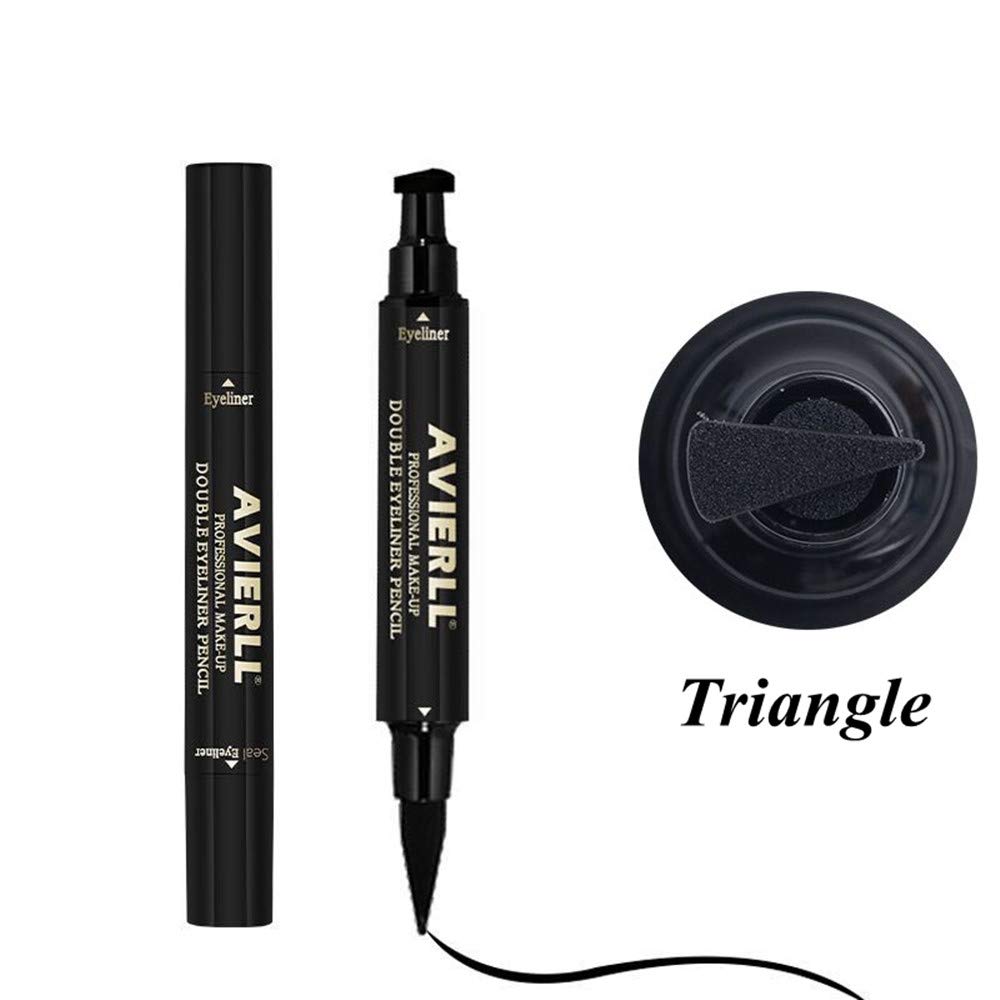 Liquid Eyeliner Stamp 2 Pack, 2 Double-sided Pens, Winged Liquid Eyeliner Stamp & Pencil, Vamp Style Wing, Smudgeproof, Waterproof, Long-lasting, No Dripping (10mm Classic Black)