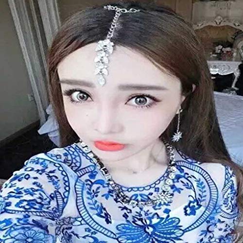 Tgirls Boho Crystal Hair Chain Jewelry Silver Rhinestone Pendant Festival Headband Beads Princess Headdress Hair Accessories for Women
