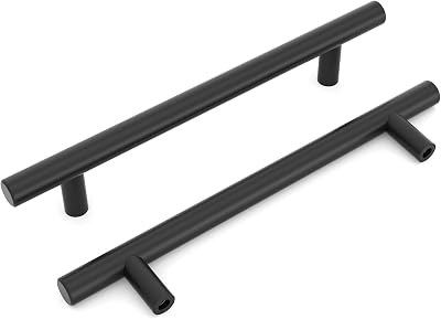 LONTAN 4 Pack Black Kitchen Handles 160mm Cupboard Drawers 12mm Ø