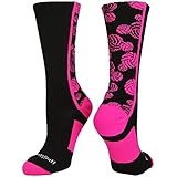 MadSportsStuff Crazy Volleyball Logo Crew Socks (Black/Hot Pink, Large)