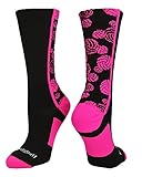 Crazy Volleyball Logo Crew Socks (Black/Hot Pink, Large)