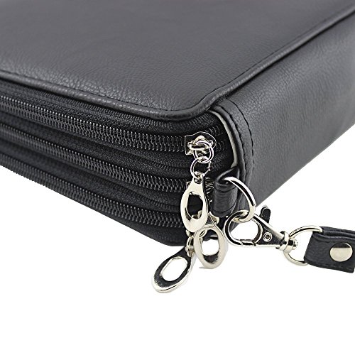Miraclekoo 120 Slots PU Leather Pencil Holder Pencil Case Large Capacity Multi-layer Pencil Bag (BLACK)