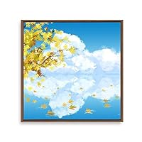 Framed Canvas Wall Art Blue Sky and Sea Canvas Prints Home Artwork Decoration for Living Room,Bedroom - 16x16 inches