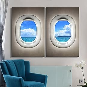 2 Panel Canvas Wall Art - Clear Ocean Water Window View Canvas - Giclee Print Gallery Wrap Modern Home Art Ready to Hang - 16"x24" x 2 Panels