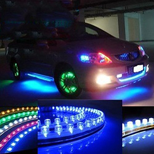 4pcs Car LED Strip Light Waterproof Car Motors Truck Flexible LED Strip Lights, DC 12V (Blue)