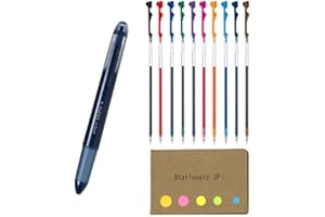 STATIONERY JP Pilot Hi-tec-c Coleto 5 Color Multi Pen Body Component, Navy, Rubber grip, 0.3mm 10 Color Ink Refills, Sticky Notes Value Set