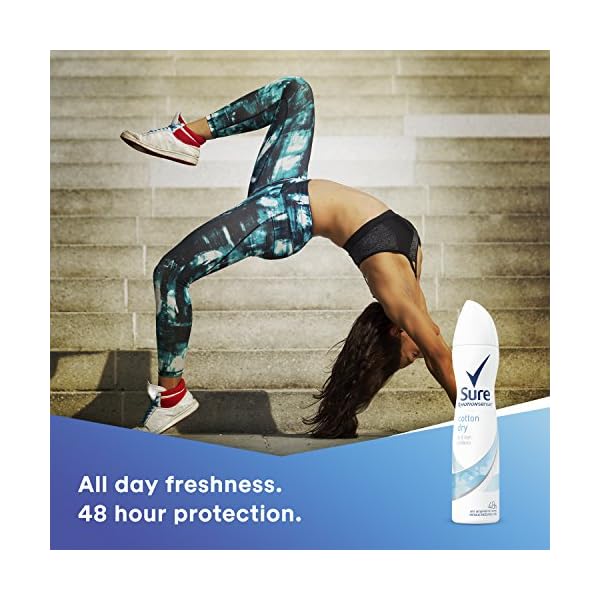 Sure-Women-Cotton-Dry-Anti-Perspirant-Deodorant-250ml Sure Men Quantum Dry 48h fresh and dry protection Anti-perspirant Aerosol MotionSense technology deodorant 250 ml