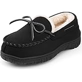 HOMEHOT Boys Moccasin Slippers Memory Foam Kids House Shoes- Nonslip Indoor & Outdoor