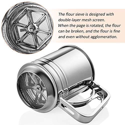 ShineMe Hand-held Flour Sifter Stainless Steel with Handle, Fine Mesh Sieve for Baking - Thumbnail 4