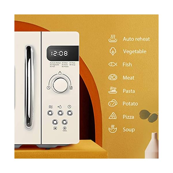 COMFEE-Retro-Style-800-w-20-L-Microwave-Oven-with-8-Auto-Menus-5-Cooking-Power-Levels-and-Express-Cook-Button-Apricot-Cream-CM-M202RAFCM COMFEE' Retro Style 800w 20L Microwave Oven with 8 Auto Menus, 5 Cooking Power Levels, and Express Cook Button - Apricot…
