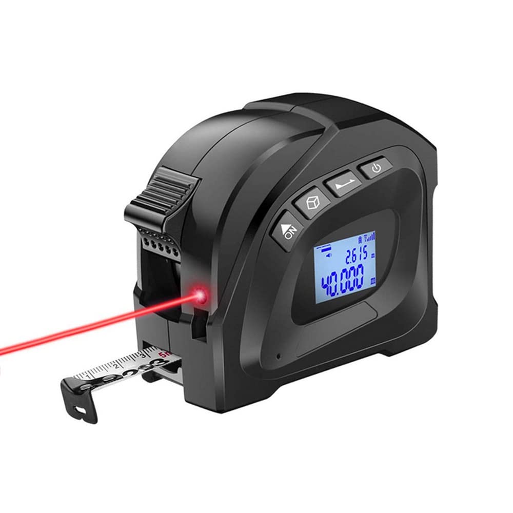 Laser Tape Measure, 2 in 1 Digital Laser Distance Meters with LCD Display, 40M/131FT Laser Measure, 5M/16FT Tape Measure, Distance/Area/Volume/Pythagorean, Unit Switching, Data Storage