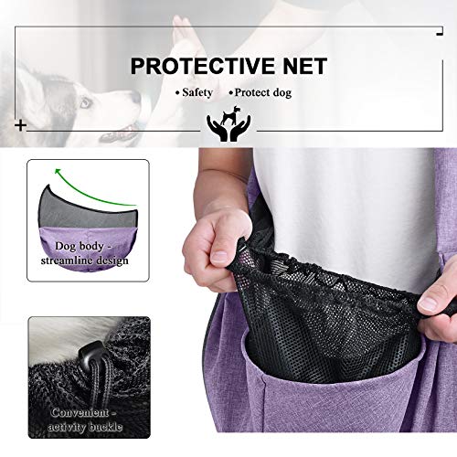 TOMKAS Small Medium Dog Cat Carrier Sling Pet Puppy Outdoor Travel Bag Tote with Net Pocket for 8-15 lbs Dog (Purple, Net Pocket)