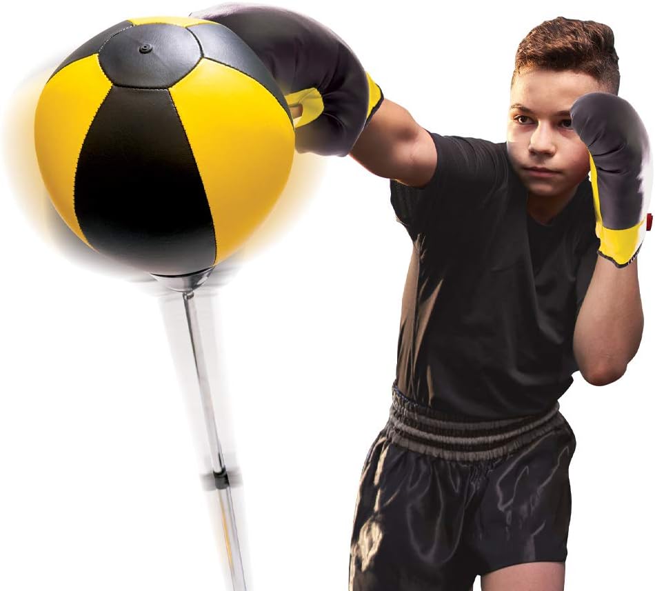 Protocol Reflex Punching Bag Set with Official Weight Boxing Gloves, Hand Pump & Adjustable Height Stand - Strong Durable Spring Withstands Tough Hits for Stress Relief & Cardio Fitness : Sports & Outdoors