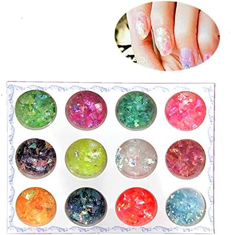 Nail Broken Shell Glass Paper Nails Shell Effect Foil Art Trend Shattered Ice Mylar Paper Nail Art Decorations Tools 12 Colors per set