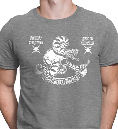 Don't Tread On Me: Snake and Skull HTH Grey/2XL Port & CO. T-Shirt.