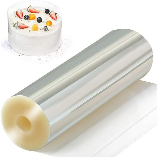BUTEFO Cake Collars 8 x 394inch, Acetate Rolls, Clear Cake Strips, Transparent Cake Rolls, Mousse Cake Acetate Sheets for Chocolate Mousse Baking, Cake Decorating