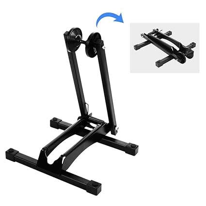 Onetwofit Portable Parking Stand Foldable Iron Bike Floor Rack For