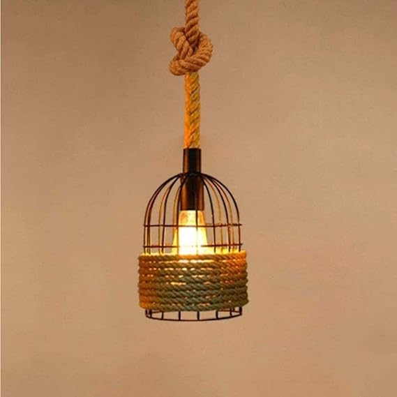 Vintage Industrial E27 Cuerda de cáñamo Lámpara de techo Lámpara