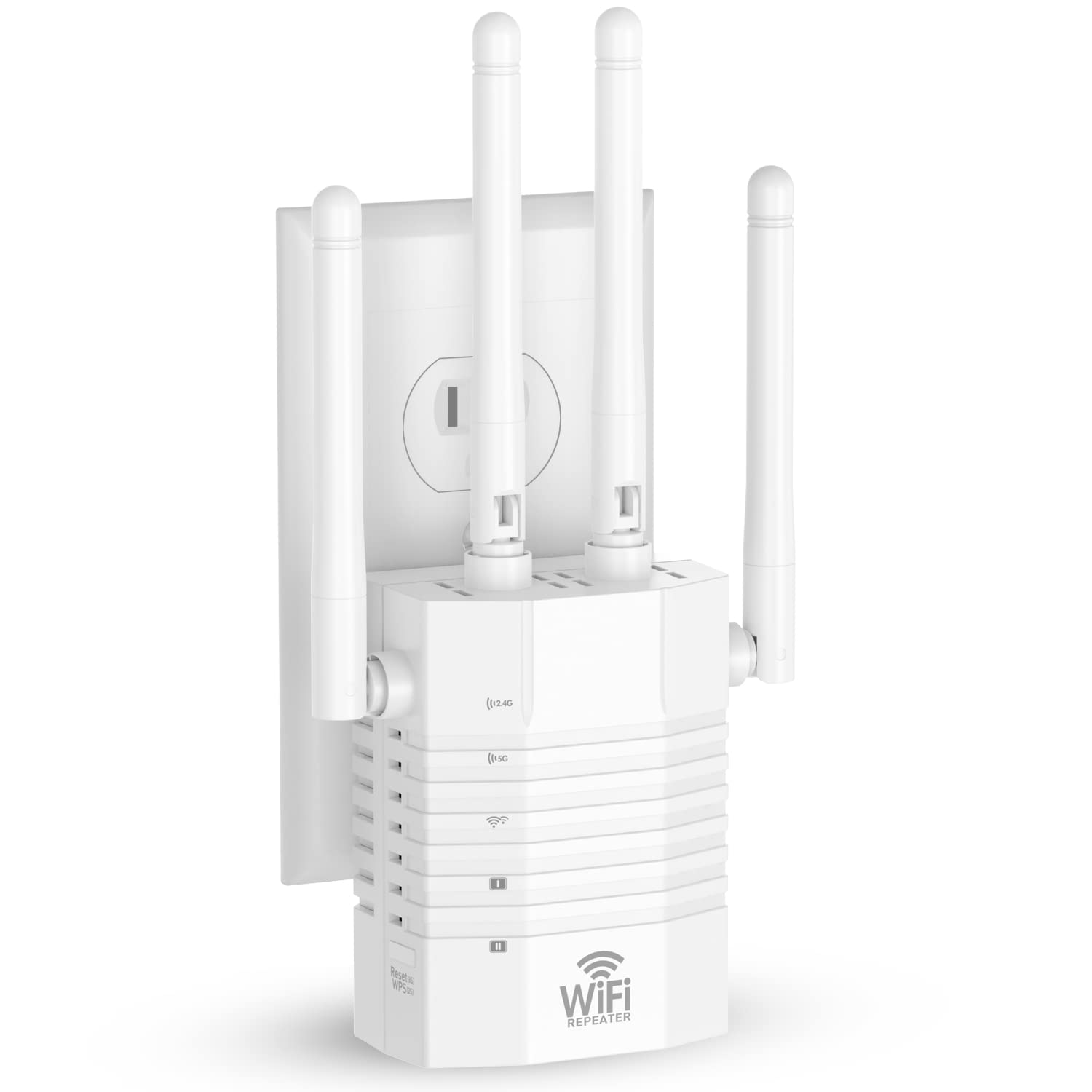 Photo 1 of AOOEPU Dual - Band 2.4G&5G WiFi Extender Signal Booster, WiFi Extender with 4 High - Gain Antennas, WiFi Booster with 2 LAN Ports, WiFi Repeater with 12880 Sq.ft Coverage 105 Devices