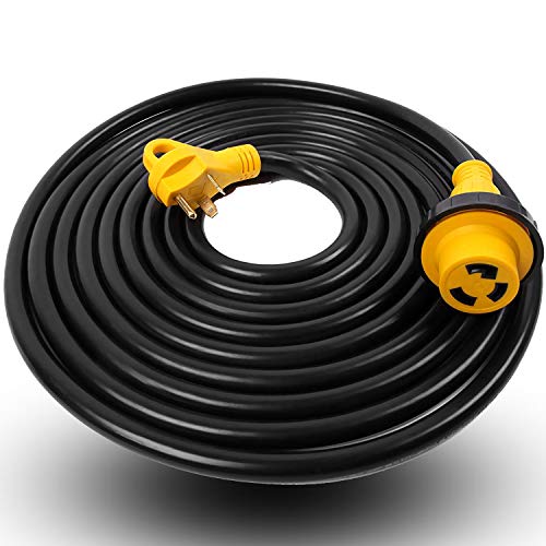 EPICORD RV Trailer Extension Cord 30Amp Male with Grip Handle to 30Amp Female with Twist Lock Connector Adapter, 25Feet, 125V/250V