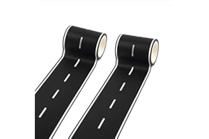 2PCS Roadway Tape Reusable Cartoon Road Track Stickers Black Road Tape Suitable for Party Racing Decoration
