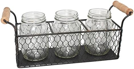 Rustic Mason Jar and Chicken Wire Caddy Set