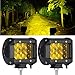 2PCS LED Lights Bar,4Inch 4D Lenses 36W Triple Yellow(Amber) Pods Row Beam,Waterproof Flood Spot Comb Driving Fog Light,for Truck Off Road Jeep SUV ATV UTV Boat
