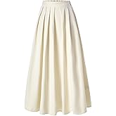 winkbay Women's Pleated Maxi Skirt Dressy Casual High Waisted A Line Flowy Going Out Skirts