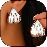 Chunky Heart Earrings for Women Dainty 14K Gold Heart Drop Earrings Hypoallergenic Puffy Love Huggie Hoop Earrings Jewelry Presents for Her