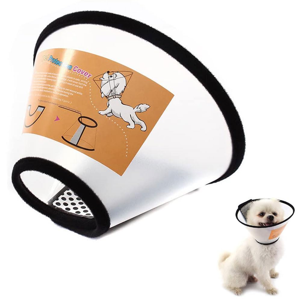 GAIZOIHIUM Adjustable Cat & Dog Cone Collar - Soft, Comfortable, Anti-Bite, Lick Wound Protection - Cotton & PP Material - Transparent - For Small Pets & Post-Surgery Recovery