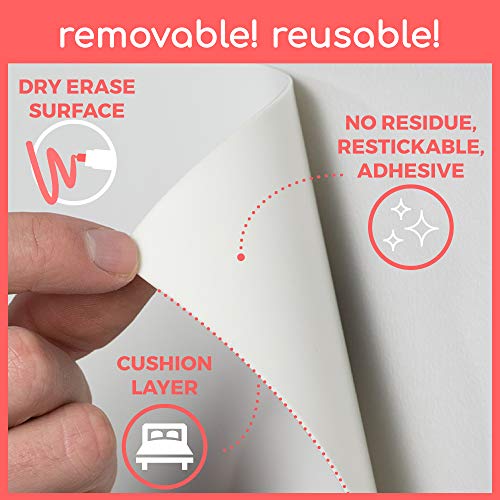 Peel and Stick White Board, 24"x36" Dry Erase Board with Stain Proof