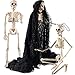 Jetec 3 Pieces Halloween Skeleton Full Body Plastic Skeleton Model Scary Man Bone 19.7 Inch with Creepy Cloth for Halloween Decorations Haunted Houses Graveyard Scene Creepy Decor Party Props