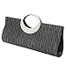 Fashion Road Womens Luxury Evening Wedding Party Purse Clutch Rhinestone Satin Pleated Handbag Wallet Black