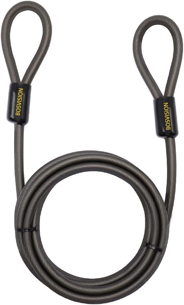 Spiral Cable Lock, Double Loop Steel Security Cable, Bicycle Lock Cable (10mm) 120cm, Black