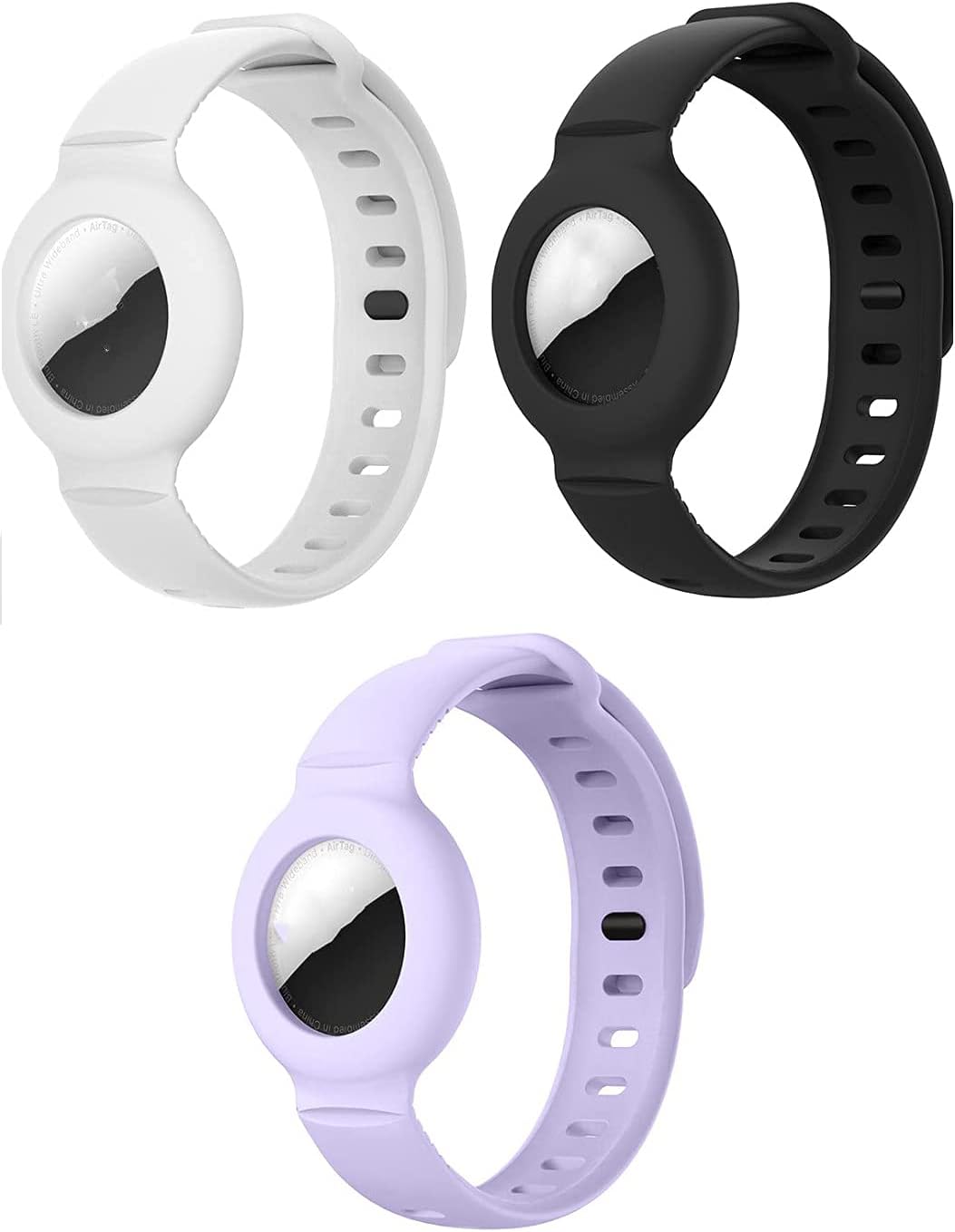 3Pcs Watch Band for Apple Airtag Silicone Band Bracelet Protective Case GPS Children Anti-Lost, Lightweight Soft Wristband Strap, Adjustable Tracking Locator for Children