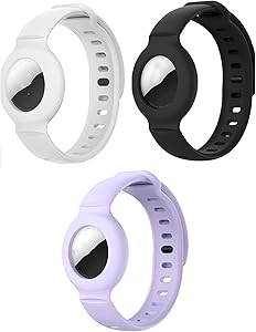 3Pcs Watch Band for Apple Airtag Silicone Band Bracelet Protective Case GPS Children Anti-Lost, Lightweight Soft Wristband Strap, Adjustable Tracking Locator for Children