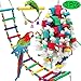 PETUOL Large Bird Swing Toys, 3 PCS Parrot Toys with Bells for Small Macaws, Cockatoos, Alexandrine Parakeet, African Grey Parrot and Medium Amazon Parrots