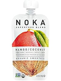 NOKA Superfood Blend, Organic Smoothie, Mango Coconut, 4.2 Ounces, (Pack of 6)