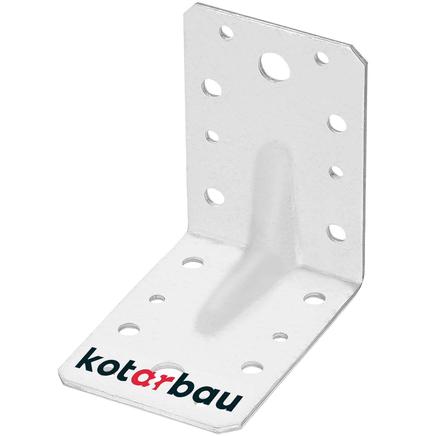 KOTARBAU® Angle Bracket - Galvanised Steel - 90 x 90 x 65 mm (3,54 x 3,54 x 2,56 in) - Silver - 90 Degree - Metal Corner Bracket - with Rib - Heavy Duty Corner Connector — image 1