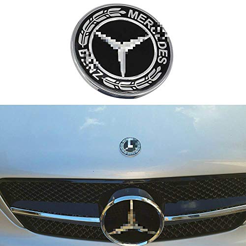 Flat Hood Emblem for Mercedes Benz C E SL Class Ornament Logo Black 57MM