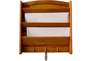 Home Basics-LR01122-Pine Letter Rack with Key Hooks