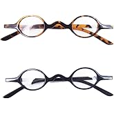 Loovit Small Round Retro Reading Glasses Mens Womens Spring Hinge Readers (Two pairs/Leopard + Black, 1.0)