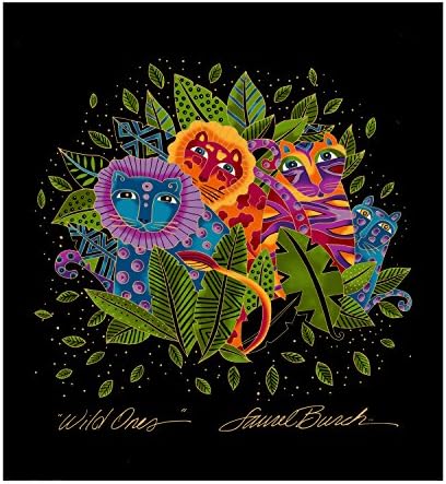 Clothworks Laurel Burch Wild Ones 21in Panel Flannel Black Fabric