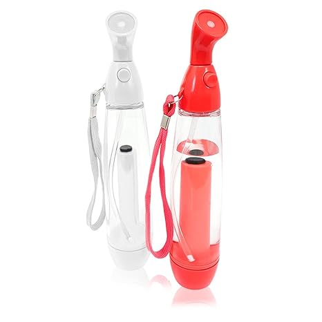 com-four® 2X Wassersprüher, Wasserzerstäuber zum Erfrischen mittels Luftdruck, 80 ml, in rot und weiß (02 Stück - rot/weiß)