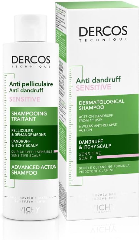 Shampoo Anti-Caspa Vichy, Para Couro Cabeludo Sensível, Elimina a Caspa e Reduz a Coceira, Couro Cabeludo Limpo e Saudável, Dupla Eficácia, Unissex, Técnica Dercos, 200ml