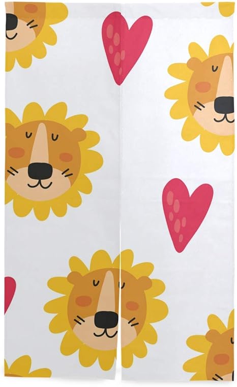 Amazon 暖簾分け ラーメン屋 85x90cm ライオン ひまわり ハート おしゃれ 目隠し和風 暖簾 間仕切り 玄関 年中使用 のれん 丈1 ポリエステル のれん のれん 65cm幅 のれん オンライン通販
