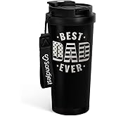 SANDJEST Dad Tumbler from Daughter- Stainless Steel 2-in-1 Lid Coffee Tumbler 18 oz, Best Dad Ever Insulated Travel Mug Gift for Men Husband Dad, Birthday Christmas 4th of July (American Flag)