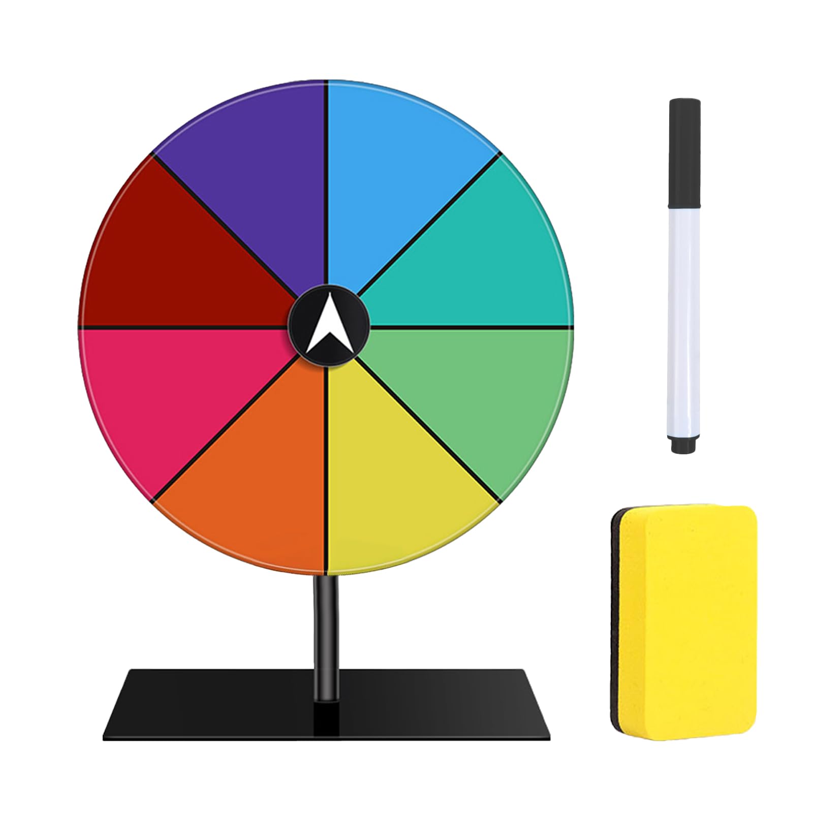 Spinning Prize Wheel Spinning Wheel for Prizes 8 Slots Spin the Wheel with Stand Wheel of Fortune Set with Dry Erase & Marker for Holiday Activities Carnival Games Trade Shows Win Fortune Spin Game