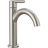 Delta Nicoli Brushed Nickel Bathroom Faucet 1 Hole, Single Hole Bathroom Sink Faucet for Vanity, Push-Pop Drain Assembly, Stainless 15749LF-SS